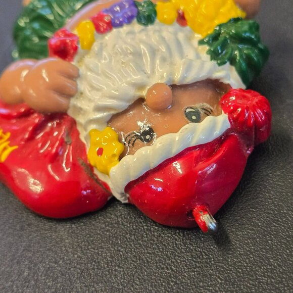 VTG 1990 Hawaiian Santa Claus Ornament K & Co Hand-Painted Resin Christmas 3" - Picture 4 of 7